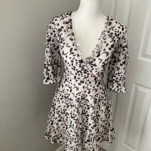 Floral Wrap Dress with Ruffle Sleeves